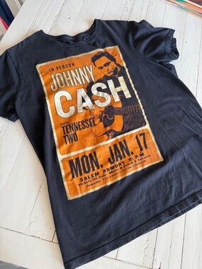 Black Graphic Johnny Cash Poster Tee - Men's Shirt